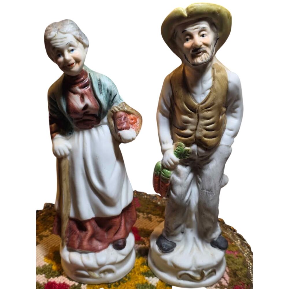 Vintage Homeco Farmer And Wife Figurines Homco "The Golden Years" Collection,